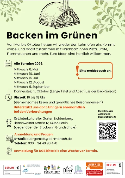 Termine für das Backen im Grünen