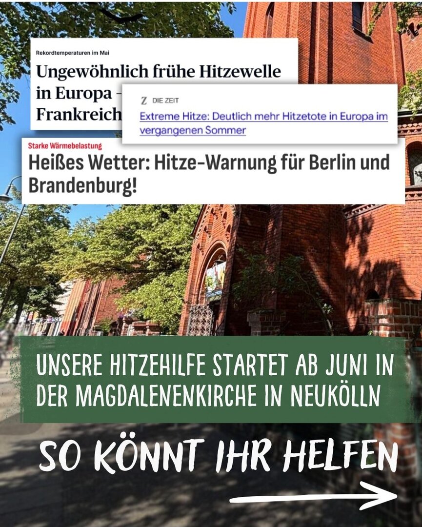 Plakat mit Informationen zur Hitzehilfe